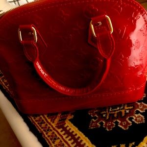 Super cute red vinyl handbag